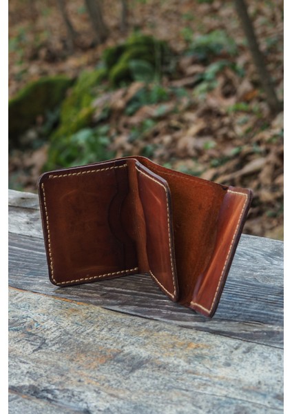 Deri Erkek Tri-Fold Cüzdan - Hakiki Dana Derisi - El Işçiliği indirimleri