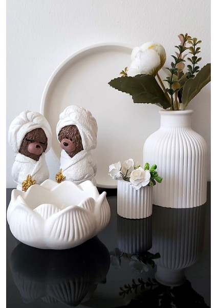 Sevimli Ayıcık Desenli Yuvarlak Tepsi, Sunumluk, Vazo ve Banyo Aksesuar Seti indirimleri