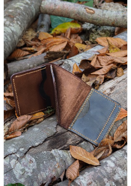 Deri Erkek Tri-Fold Cüzdan - Hakiki Dana Derisi - El Işçiliği fiyatları