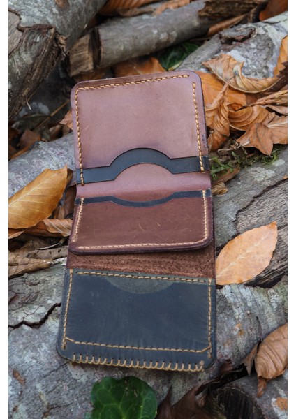 Deri Erkek Tri-Fold Cüzdan - Hakiki Dana Derisi - El Işçiliği modelleri