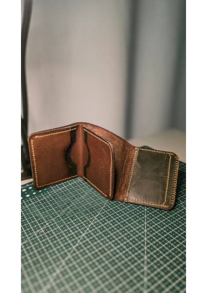 Deri Erkek Tri-Fold Cüzdan - Hakiki Dana Derisi - El Işçiliği fırsatları