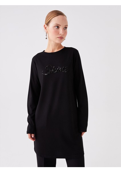 Yeni Sezon Bisiklet Yaka Payet Işlemeli Uzun Kollu Kadın Tunik fiyatları
