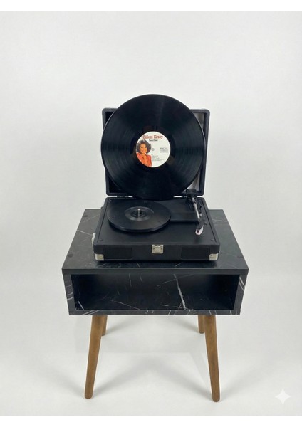 Nostaljik Pikap Seti ve Ahşap Sehpası | Karışık Parça Plak Hediye | "geçmişten Gelen Ses"