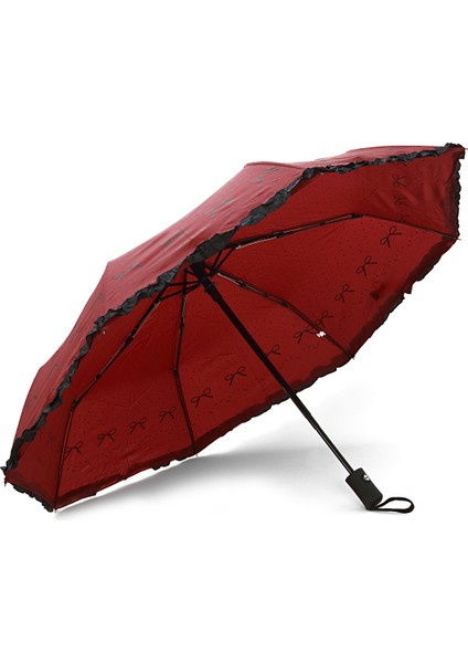 Şık Kurdeleli Fırfırlı 8 Fiber Telli Full Otomatik Şemsiye fiyatları
