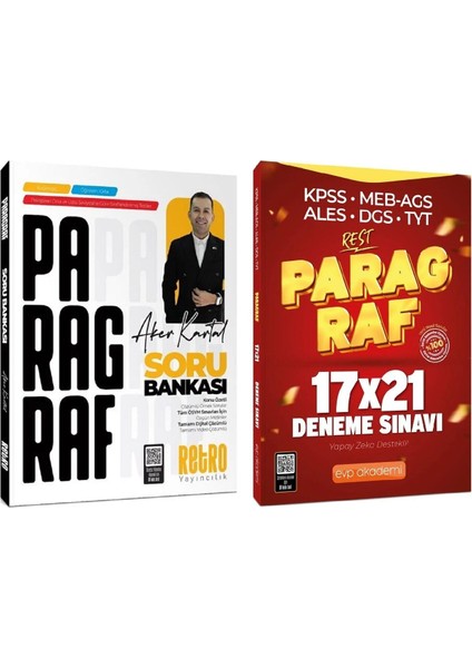 Retro + Evp 2026 Kpss Ales Dgs Tyt Ayt Paragraf Soru Bankası + 21 Rest Deneme 2 Li Set - Aker Kartal Retro + Evp Akademi Yayıncılık