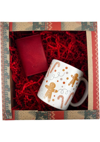 Yılbaşı Temalı Seramik Kupa, Mekanizmalı Hakiki Deri Cüzdan Hediye Seti (Kişiye Özel Baskı Yapılır)