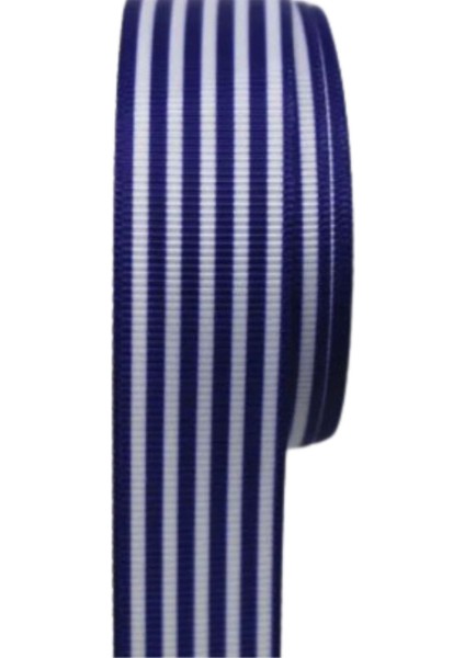 Tafta Çizgi Desen Kurdele 25 mm Lacivert 5 Metre