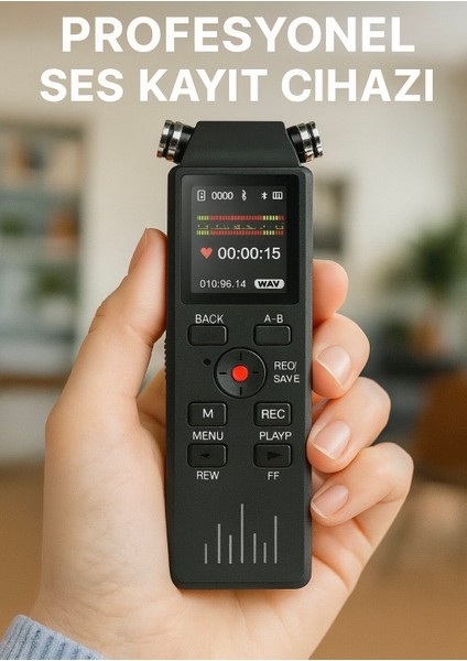 32 GB Premium Yeni Model LED Ekranlı Çift Mikrofonlu Profesyonel Ses Kayıt Cihazı Türkçe Menülü modelleri