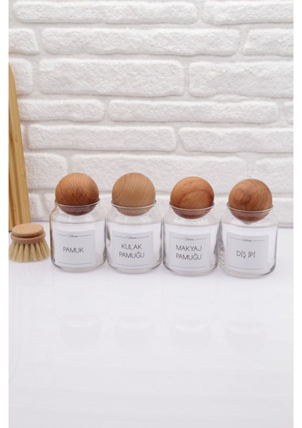 Beyaz 4'lü Top Kavanoz Seti, Pamuk, Kulak, Makyaj ve Diş Ipi Için Uygun fiyatları