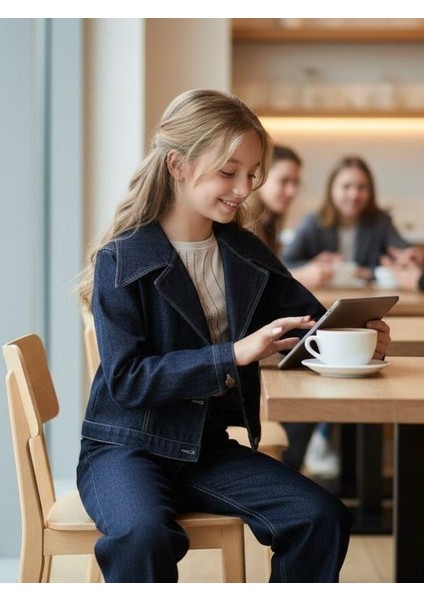 Kız Çocuk Modern Fit Denim Blazer Ceket