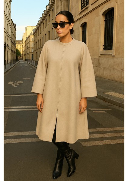 Kadın Kışlık Krem Kaşe Tesettür Kaban fırsatları