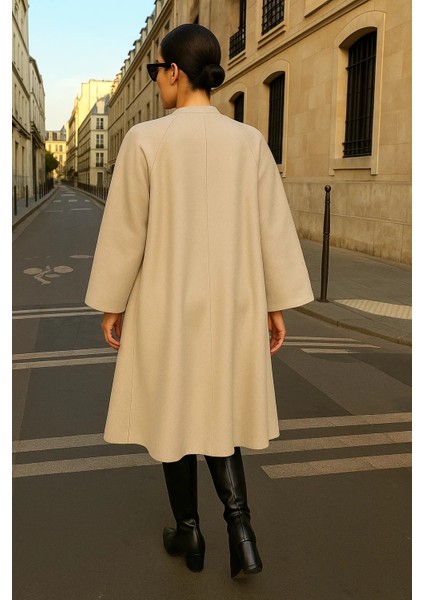 Kadın Kışlık Krem Kaşe Tesettür Kaban indirimleri