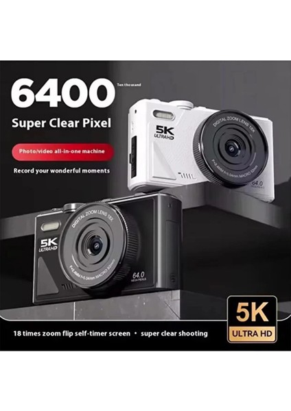 Buğz 5k 75MP Hd Dijital Kamera 18X Dijital Zoom, Flaşlı,3.0 Inç Ekranlı Fotoğraf Makinesi
