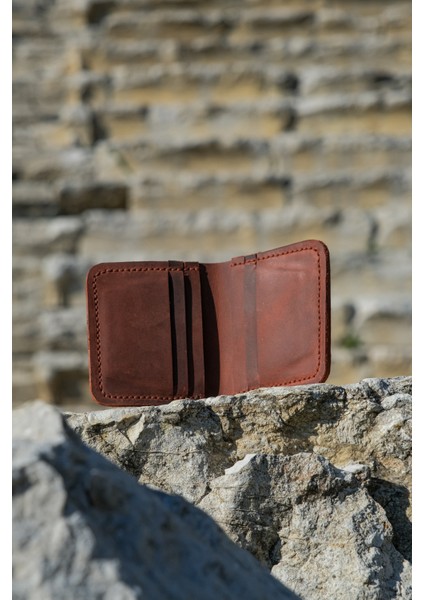 Deri Dikey Klasik Erkek Cüzdan - Hakiki Dana Derisi - El Işçiliği