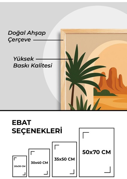 Tropikal Bohem Ahşap Çerçeveli Tablo - Tablo - Duvar Tablosu - Mutfak Tablo - Salon Tablo fiyatları