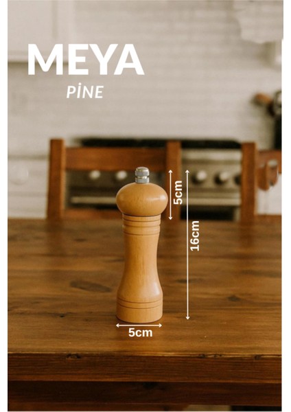 Banbu Gövdeli Komple Ahşap Tuz Karabiber Değirmeni Baharat Öğütücü Orta Boy