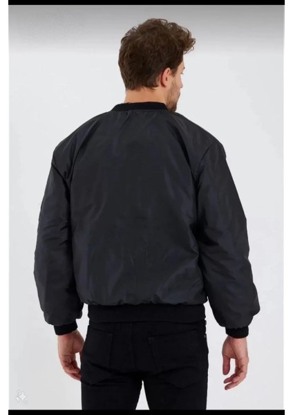Erkek Siyah Bomber Mont – Polızeı Yazılı, Fermuarlı Cepli, Kapitone Astarlı, Su Itici Kumaş Şık Günlük Ceket- Siyah fiyatları