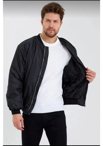Erkek Siyah Bomber Mont – Polızeı Yazılı, Fermuarlı Cepli, Kapitone Astarlı, Su Itici Kumaş Şık Günlük Ceket- Siyah modelleri