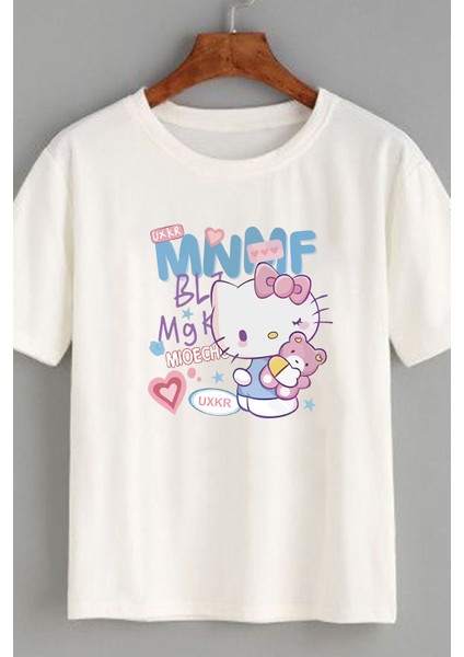 2li Kaliteli Pamuk Penye Kadın Baskılı Tshirt Hello Kitty Siyah Beyaz Tişört fiyatları