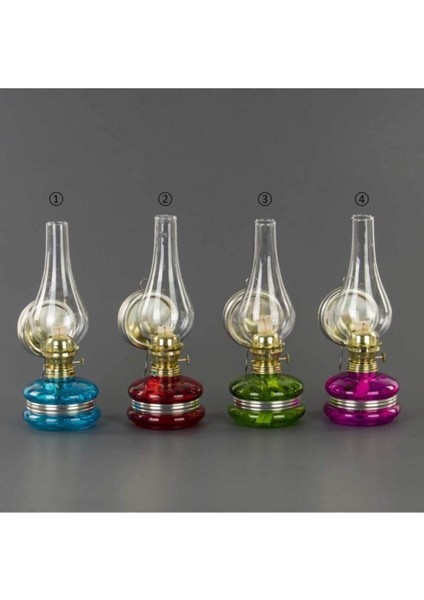 Mostar Dekoratif Nostaljik Büyük Boy Gaz Lambası Vintage, 4 Adet Mavi Yeşil Kırmızı Pembe