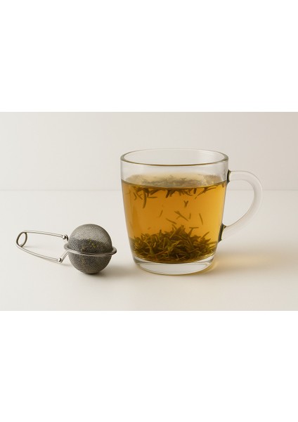 Paslanmaz Çelik Mandallı Bitki Çayı Süzgeci, Çay Kahve Demleme Demlik Çay Süzgeci