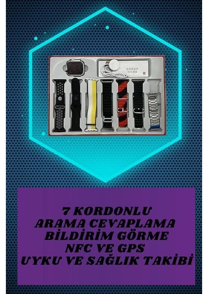 Buğz Dijital Göstergeli Powerbank Kulaklık ve 7 Kordonlu Yeni Nesil Akıllı Saat Amoled Ekran modelleri