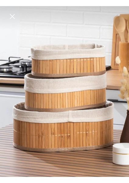 3'lü Bambu Sepet / Çok Amaçlı Bambu Sepet Seti