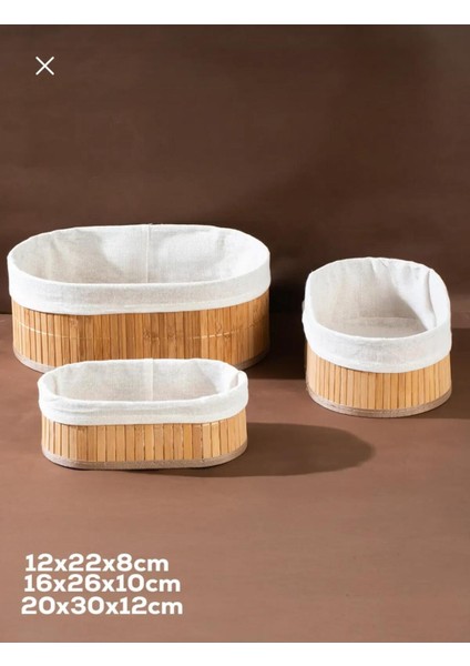 3'lü Bambu Sepet / Çok Amaçlı Bambu Sepet Seti modelleri