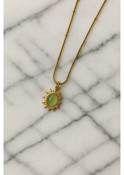 Taşlı Zarif Vintage Güneş Çelik Kolye fiyatları