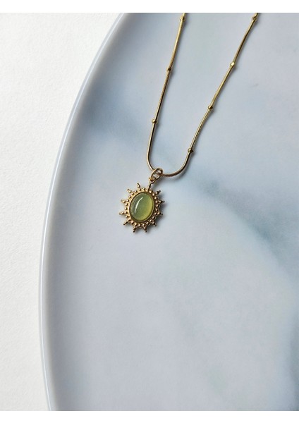 Taşlı Zarif Vintage Güneş Çelik Kolye modelleri