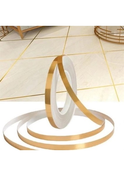 Buğz 50 Metre Fayans Arası Şerit Dekoratif Yapışkan Renkli Dekor Su Geçirmez Sızdırmaz Altın Bant indirimleri