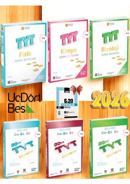 345-2026 Tyt Fizik Kimya Biyololoji Soru Bankası Fen Bilimleri Sayısal Set ve 345 Tyt Deneme Seti