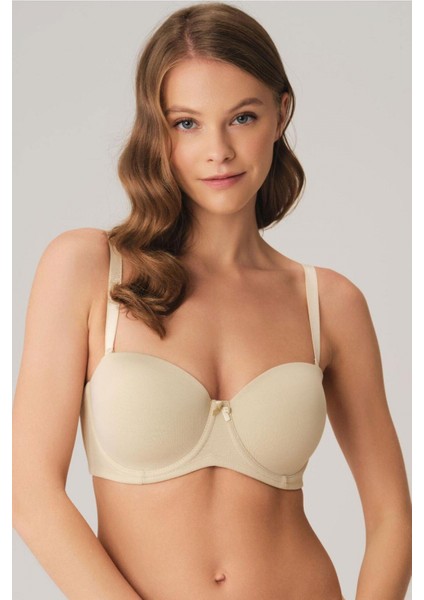 Balenli Desteksiz Dolgusuz Askısız Straplez Yumuşak Süngerli Günlük Klasik T-Shirt Sütyeni