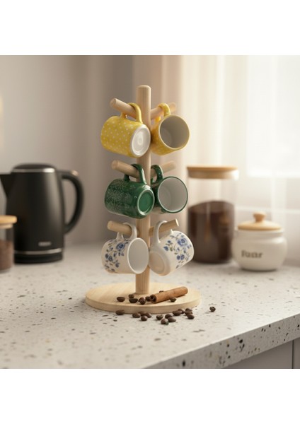 Bambu Kupa Askılığı - Bambu Fincan Askılığı - Bardak Askılığı Standı - Bambu Kahve Fincanı Askılığı