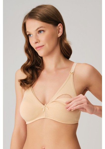 Pamuklu Balensiz Lohusa Önden Açılan Ten Emzirme Sütyeni