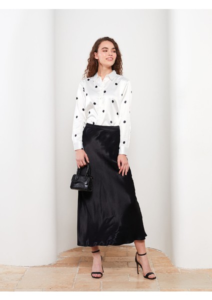 Yeni Sezon Beli Fermuarlı Düz A Kesim Saten Kadın Etek