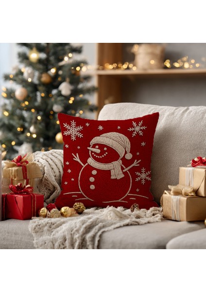 Yılbaşı Kardan Adam Nakış Desenli, Dijital Baskılı, Çift Taraflı Kırlent Kılıfı. 2'li Set Kırlent Kılıfı modelleri