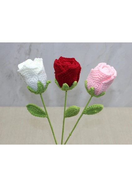 Buğz El Örgüsü Tekli Gül Gonca