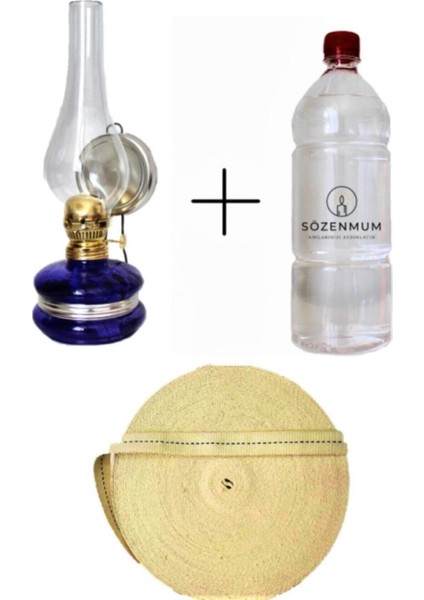 Klasik Gaz Lambası Mor 250ML Kandil Yakıtı 1 Metre Fitil Gaz Lambası Seti