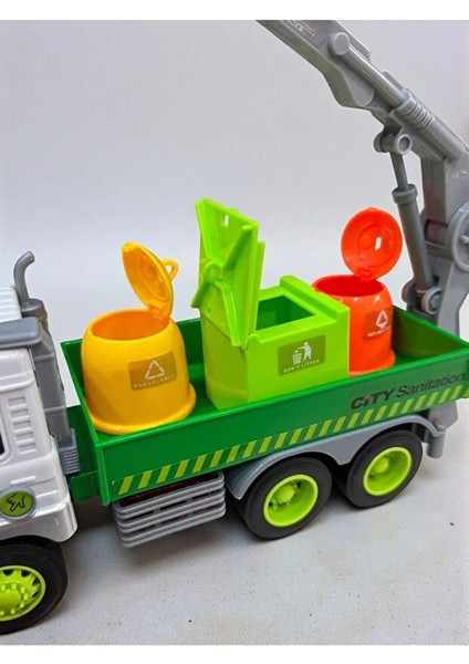 Sesli ve Işıklı Geri Dönüşüm Fonksiyonlu Hareketli Çöp Kamyonu 28 cm Açılabilir Kapılı modelleri