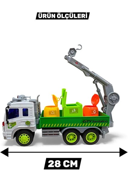 Sesli ve Işıklı Geri Dönüşüm Fonksiyonlu Hareketli Çöp Kamyonu 28 cm Açılabilir Kapılı fırsatları