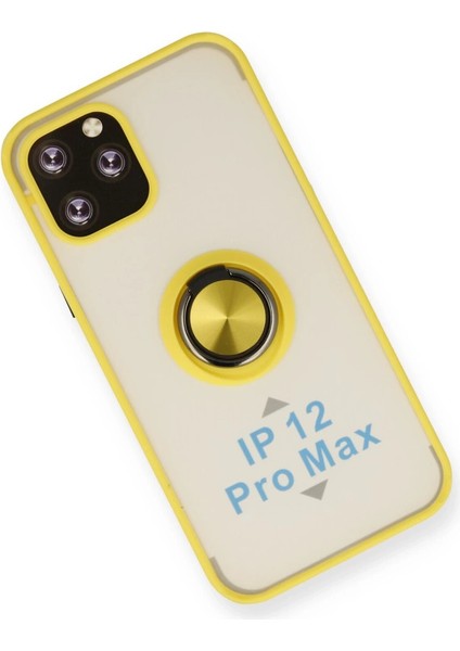 Buğz Iphone 12 Pro Max Kılıf Montreal Yüzüklü Silikon Kapak - Sarı modelleri