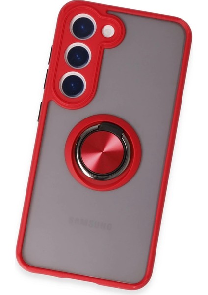 Buğz Samsung Galaxy S23 Kılıf Montreal Yüzüklü Silikon Kapak - Kırmızı modelleri