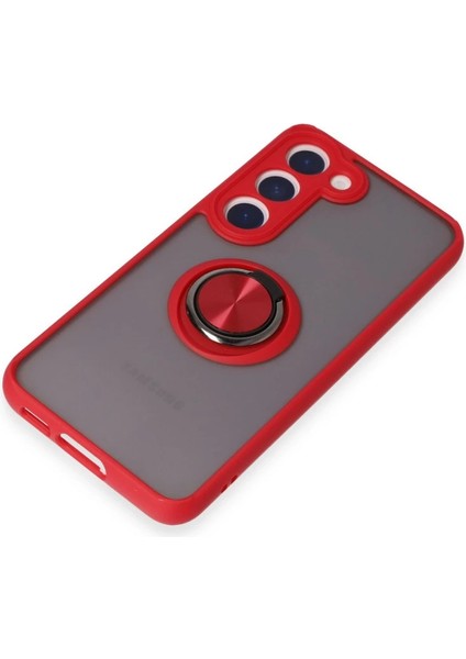 Buğz Samsung Galaxy S23 Kılıf Montreal Yüzüklü Silikon Kapak - Kırmızı