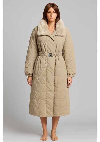 Yakası Kendi Renginde Kürklü Kışlık Mont/trençkot fırsatları