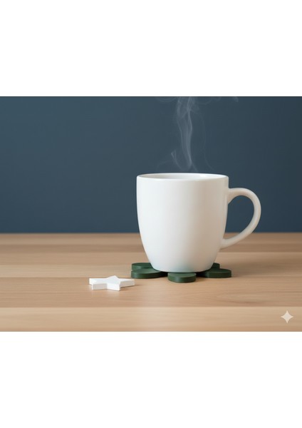 Yılbaşı Ağacı Şeklinde Dekoratif Bardak Altlığı Seti (3'lü) | Mug Altlığı & Stand fiyatları