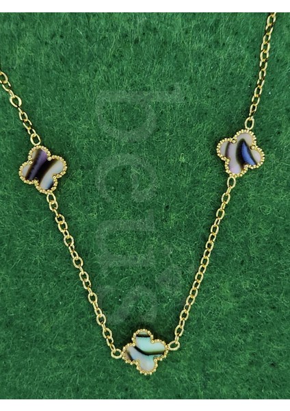 - Sedefli Yonca Model Gold Kaplama Çelik Kolye fiyatları