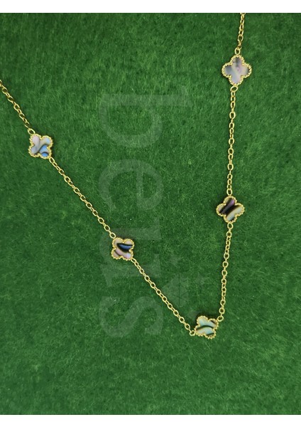 - Sedefli Yonca Model Gold Kaplama Çelik Kolye modelleri