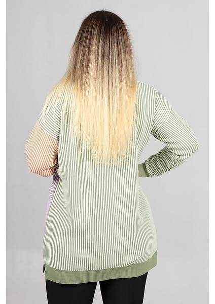 Kadın Çizgili Akrilik Triko Hırka Tunik Salaş Kesim (36-50 Beden) fiyatları