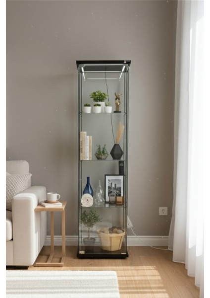 3 Raflı Ledli Camlı Vitrin (Gümüşlük,kitaplık, Sunu,sergi Vitrini) modelleri